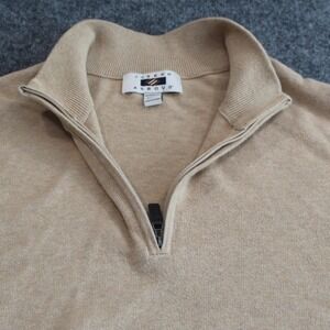 Joseph Abboud Mens 2XLT Tan Pima Cotton Quarter Zip Sweater Modern Fit Pullover